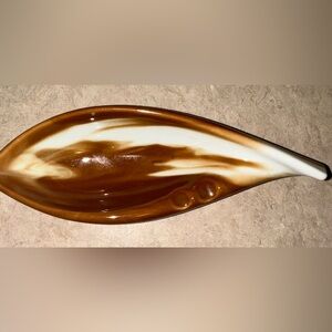 Ceramic Caramel &‎ White Swirl Ashtray 8” X 2.75” X 1.25”